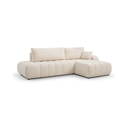 Divano letto angolare con contenitore a L DESIO, lato destro, beige