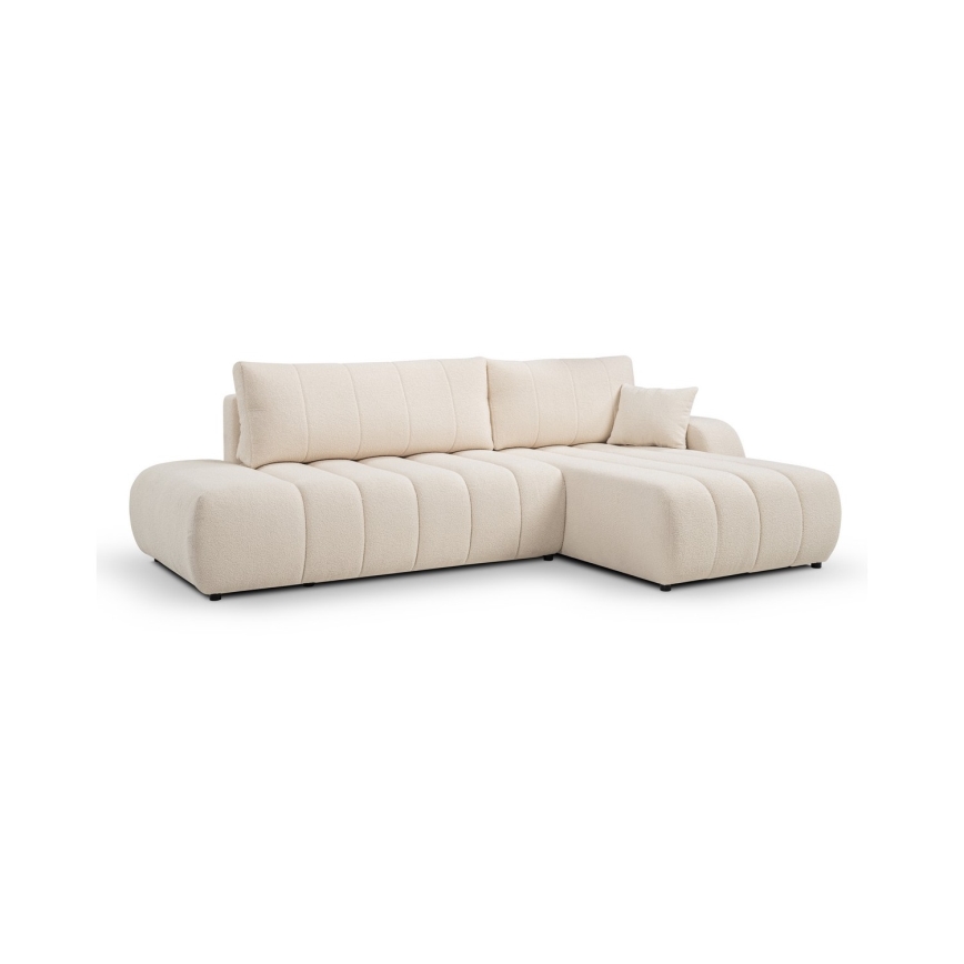 Divano letto angolare con contenitore a L DESIO, lato destro, beige