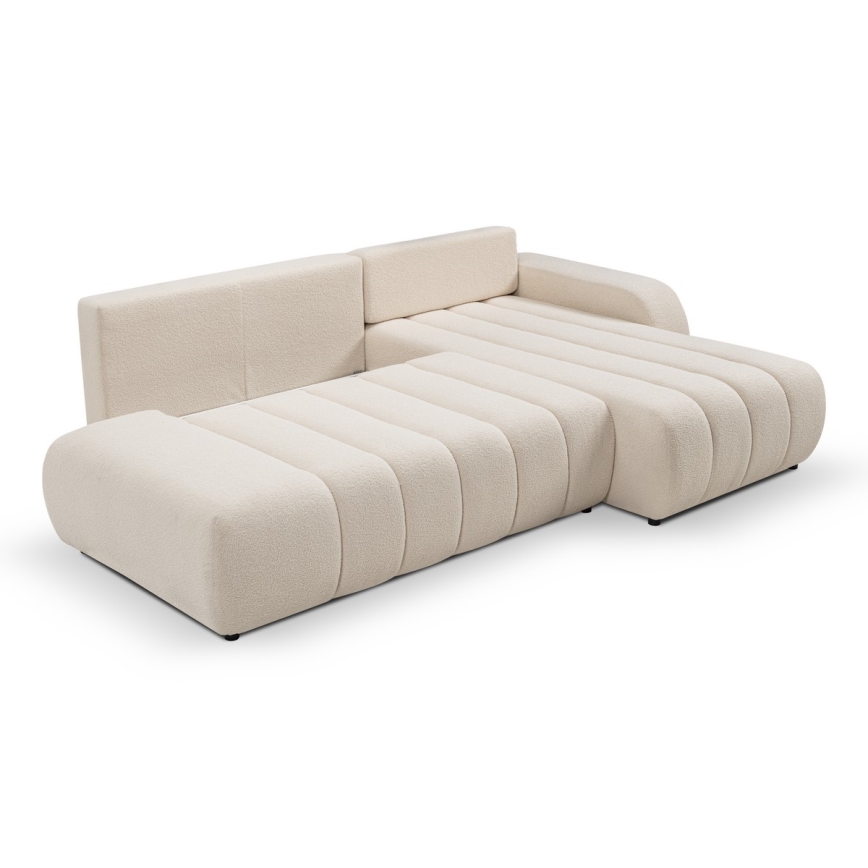 Divano letto angolare con contenitore a L DESIO, lato destro, beige
