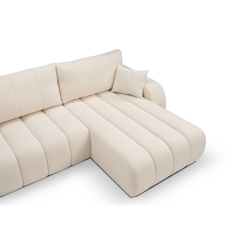 Divano letto angolare con contenitore a L DESIO, lato destro, beige