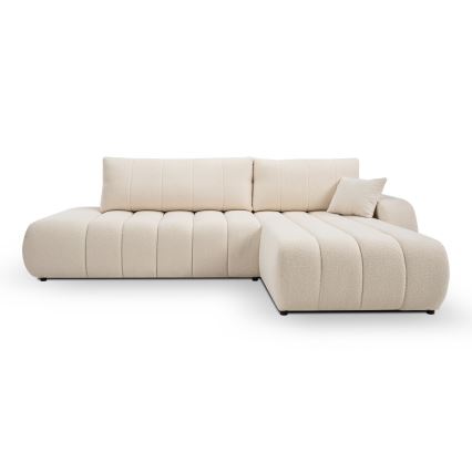 Divano letto angolare con contenitore a L DESIO, lato destro, beige