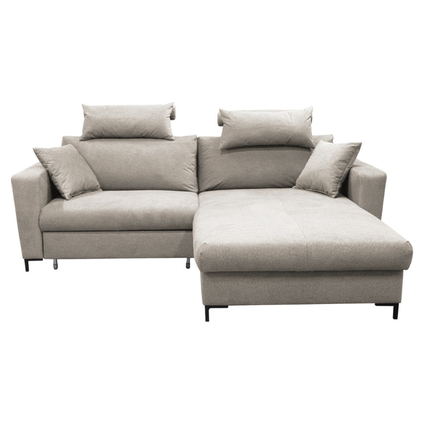 Divano letto angolare con contenitore a L HORTA, lato destro, grigio