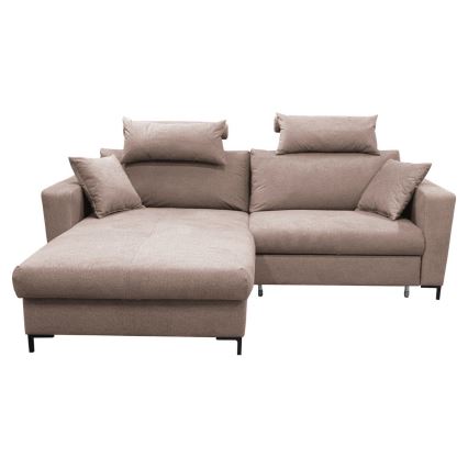 Divano letto angolare con contenitore a L HORTA, lato sinistro, rosa