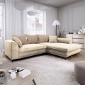 Divano letto angolare con contenitore a L LAGOA, angolo destro, beige/marrone