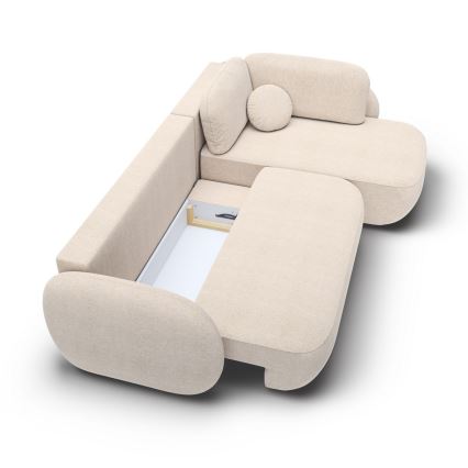 Divano letto angolare con contenitore a L OLBIA, angolo destro, beige