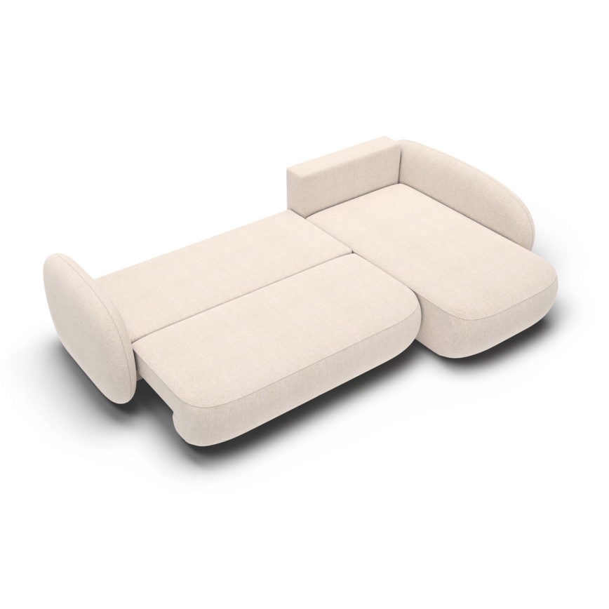 Divano letto angolare con contenitore a L OLBIA, angolo destro, beige