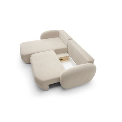 Divano letto angolare con contenitore a L OLBIA lato sinistro beige