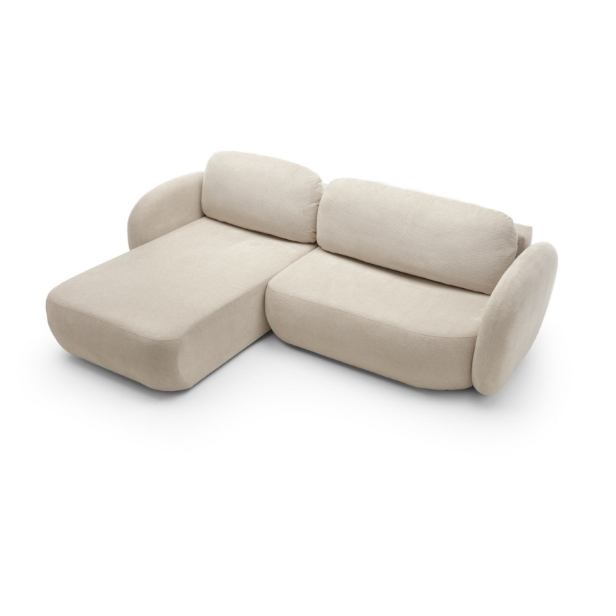Divano letto angolare con contenitore a L OLBIA lato sinistro beige