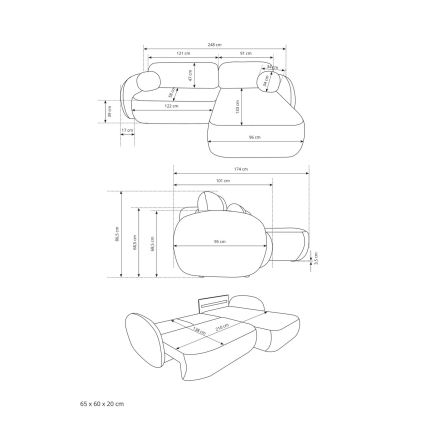 Divano letto angolare con contenitore a L OLBIA lato sinistro beige