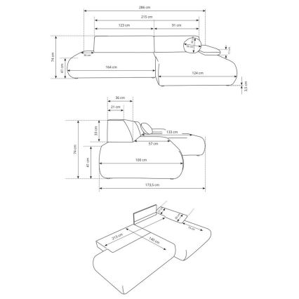 Divano letto angolare con contenitore a L PRATO, angolo destro, beige
