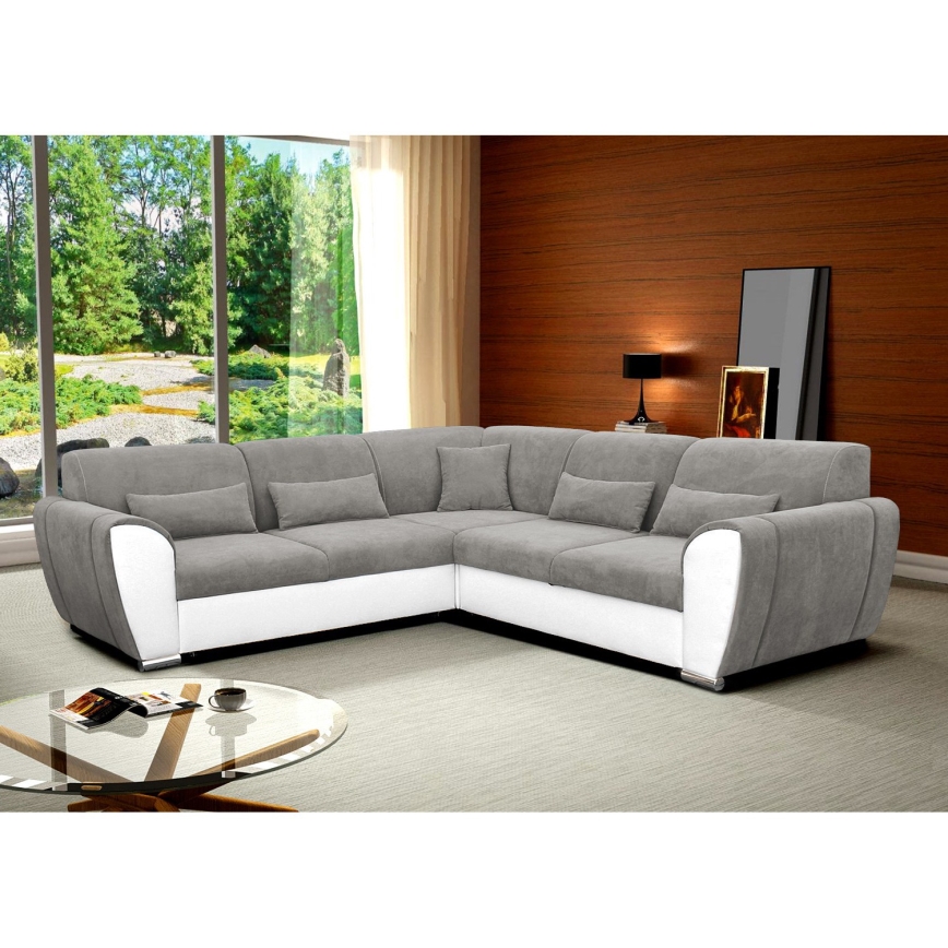 Divano letto angolare con contenitore a L VISEU, angolo sinistro, grigio/bianco