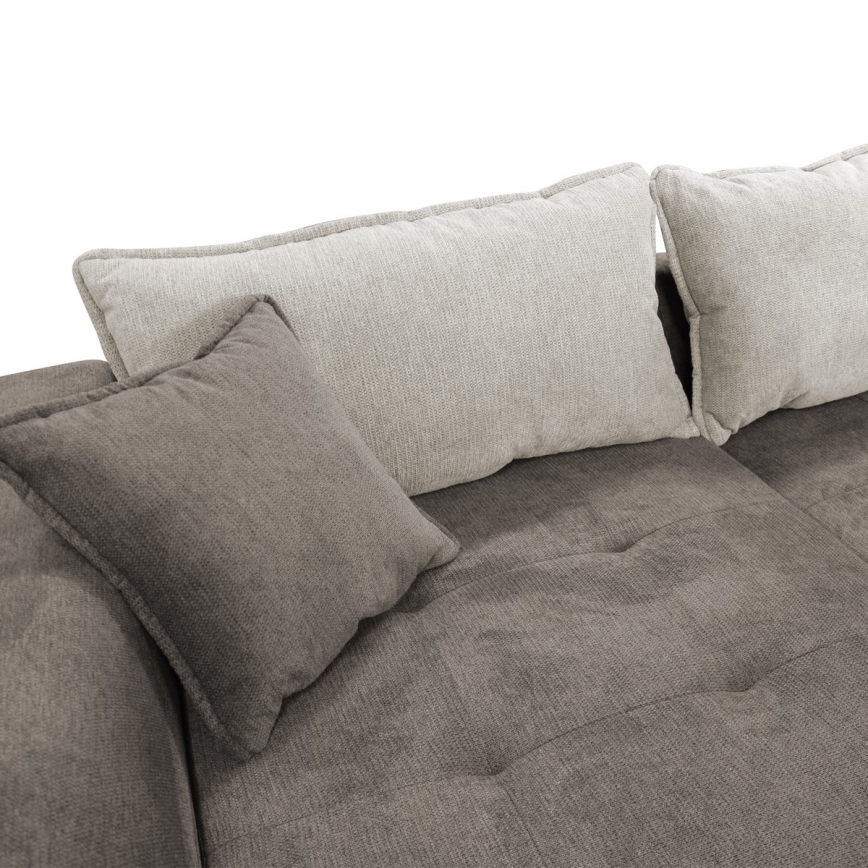 Divano letto angolare con vano contenitore a L LAGOA, lato sinistro, taupe/grigio