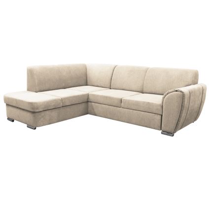 Divano letto angolare con vano contenitore a L SERPA, lato sinistro, beige