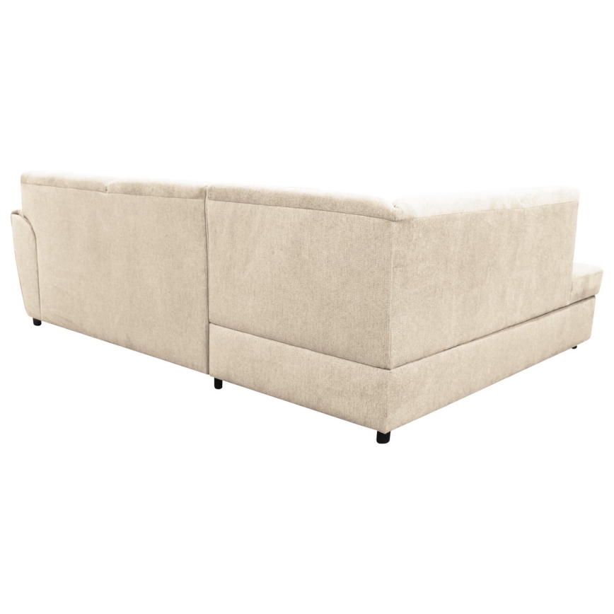 Divano letto angolare con vano contenitore a L SERPA, lato sinistro, beige