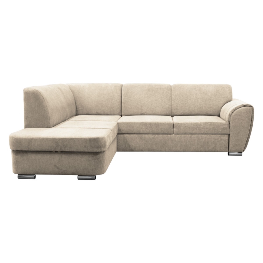 Divano letto angolare con vano contenitore a L SERPA, lato sinistro, beige