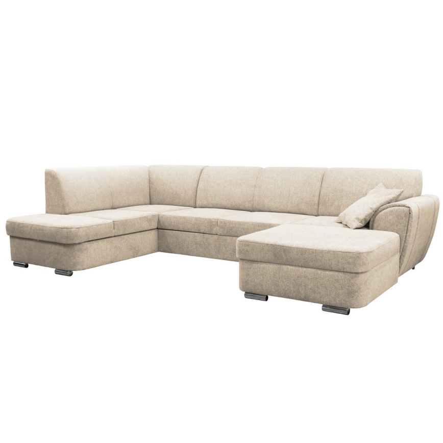Divano letto angolare con vano contenitore a U SERPA, lato sinistro, beige
