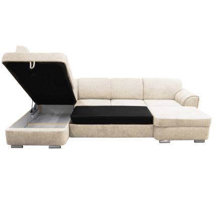 Divano letto angolare con vano contenitore a U SERPA, lato sinistro, beige