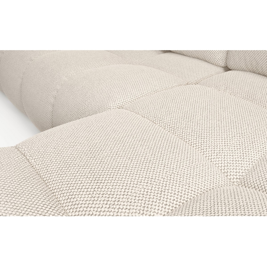 Divano angolare imbottito ALMADA trasformabile in letto con contenitore, angolo destro, beige chiaro