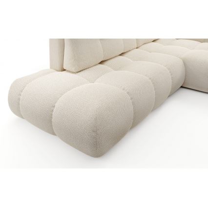 Divano angolare imbottito ALMADA trasformabile in letto con contenitore, angolo destro, beige chiaro