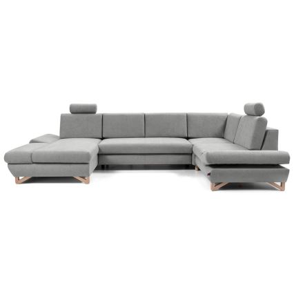 Divano letto angolare imbottito a U con contenitore AVESTA, grigio