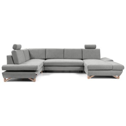 Divano letto angolare imbottito a U con vano contenitore AVESTA, grigio