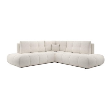 Divano letto angolare imbottito ALMADA a forma di L con vano contenitore, angolo destro, beige