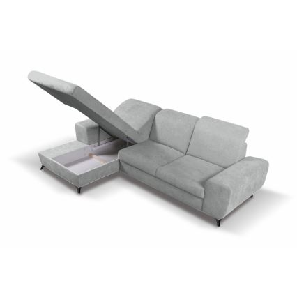 Divano letto angolare imbottito con contenitore a L ALTA, angolo sinistro, grigio