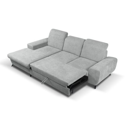 Divano letto angolare imbottito con contenitore a L ALTA, angolo sinistro, grigio