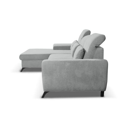 Divano letto angolare imbottito con contenitore a L ALTA, angolo sinistro, grigio