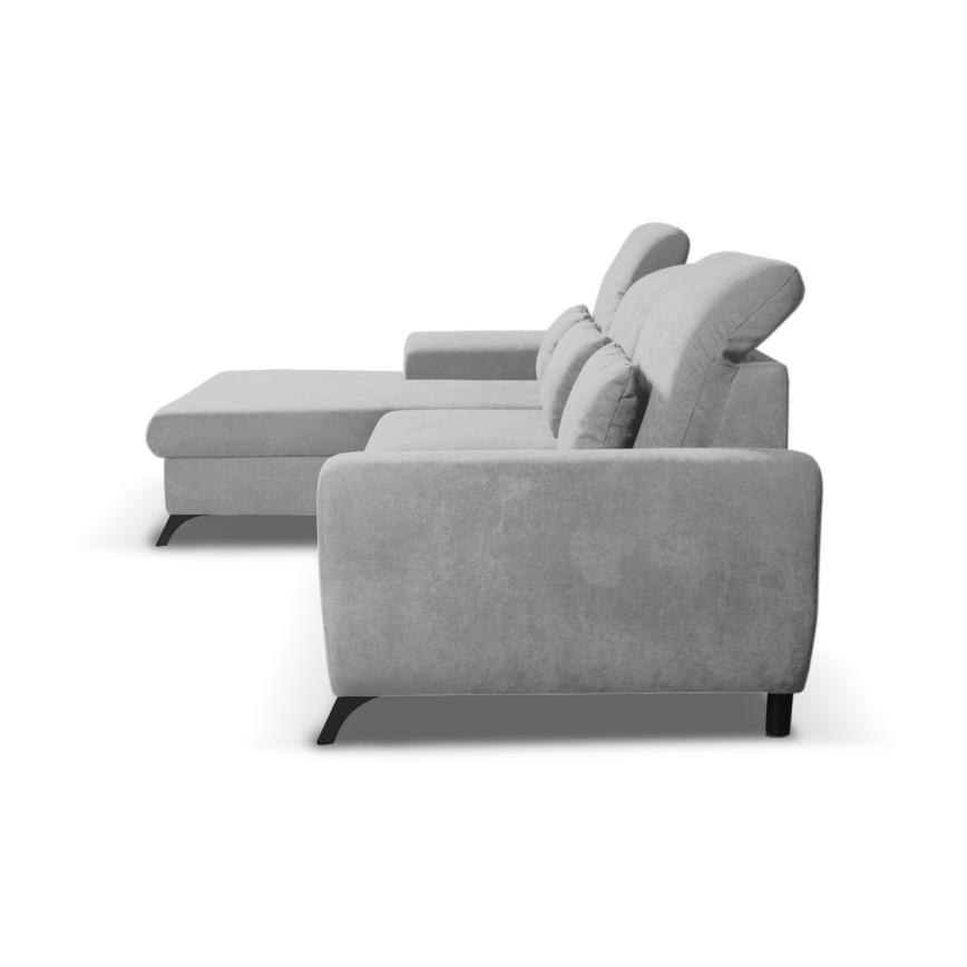 Divano letto angolare imbottito con contenitore a L ALTA, angolo sinistro, grigio