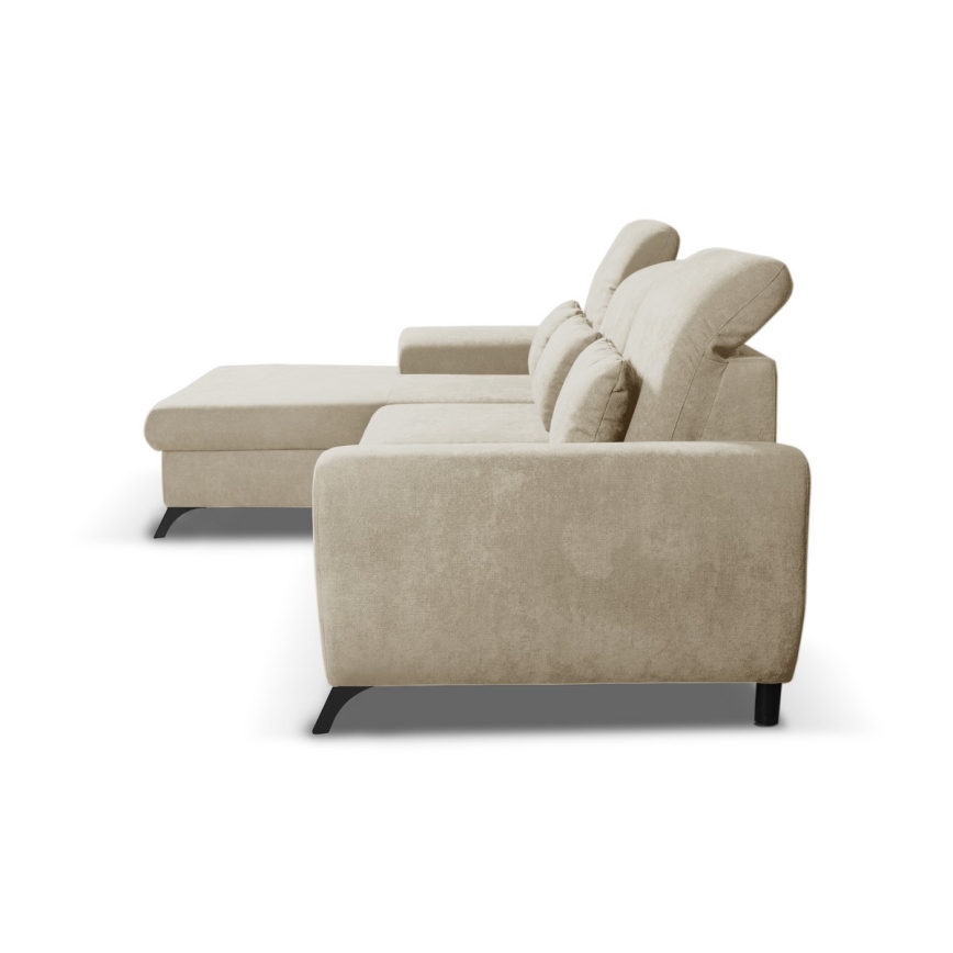 Divano angolare imbottito trasformabile con contenitore a L ALTA, angolo sinistro, beige