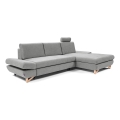 Divano letto angolare imbottito con contenitore a forma di L AVESTA, angolo destro, grigio