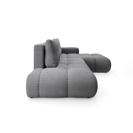 Divano letto angolare imbottito con contenitore a L ALMADA, angolo destro, grigio