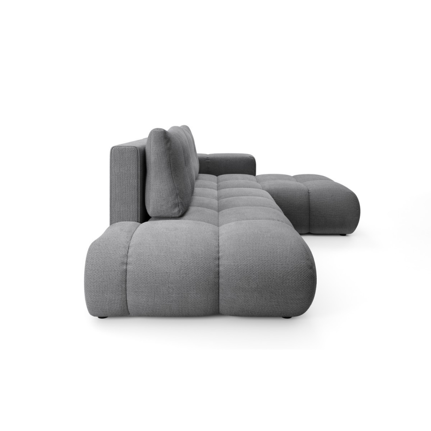 Divano letto angolare imbottito con contenitore a L ALMADA, angolo destro, grigio