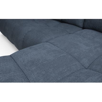 Divano angolare letto imbottito ALMADA con contenitore a L, angolo destro, blu