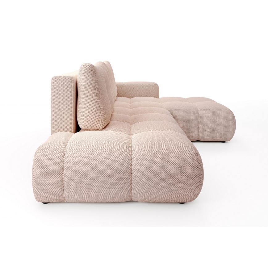 Divano letto angolare imbottito con contenitore a L ALMADA, angolo destro, rosa