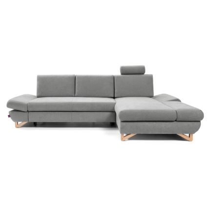 Divano letto angolare imbottito con contenitore a forma di L AVESTA, angolo destro, grigio