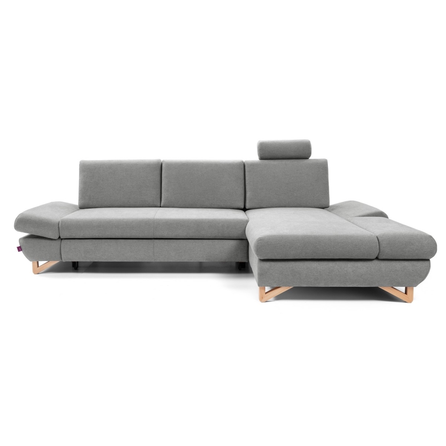 Divano letto angolare imbottito con contenitore a forma di L AVESTA, angolo destro, grigio
