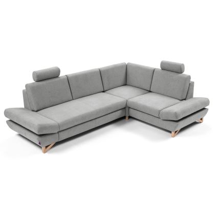 Divano letto angolare imbottito AVESTA a L con vano contenitore, angolo destro, grigio