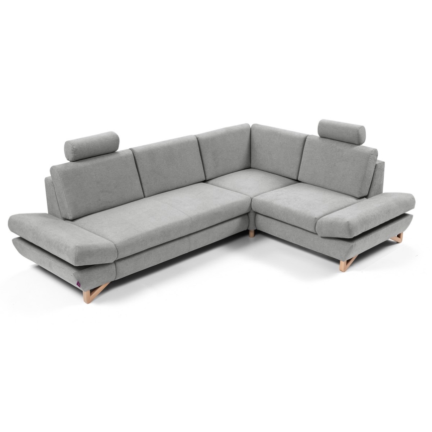 Divano letto angolare imbottito AVESTA a L con vano contenitore, angolo destro, grigio