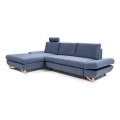 Divano letto angolare imbottito con contenitore a L AVESTA, angolo sinistro, blu