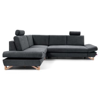 Divano angolare letto imbottito con capiente vano contenitore a L AVESTA, lato sinistro, antracite