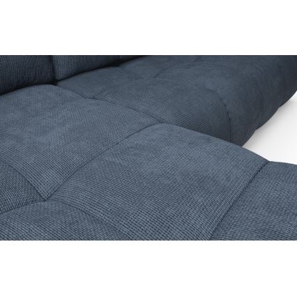 Divano angolare imbottito a L con contenitore e letto estraibile ALMADA, angolo sinistro, blu