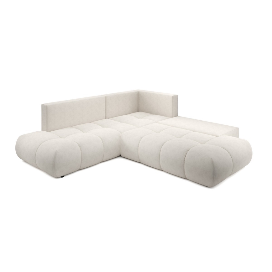 Divano angolare letto imbottito con vano contenitore a L ALMADA, angolo destro, beige