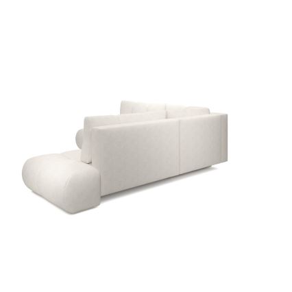 Divano angolare letto imbottito con vano contenitore a L ALMADA, angolo destro, beige