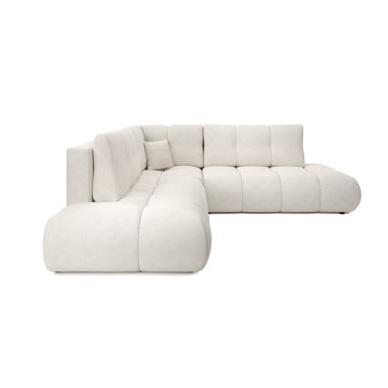 Divano angolare letto imbottito con vano contenitore a L ALMADA, angolo destro, beige