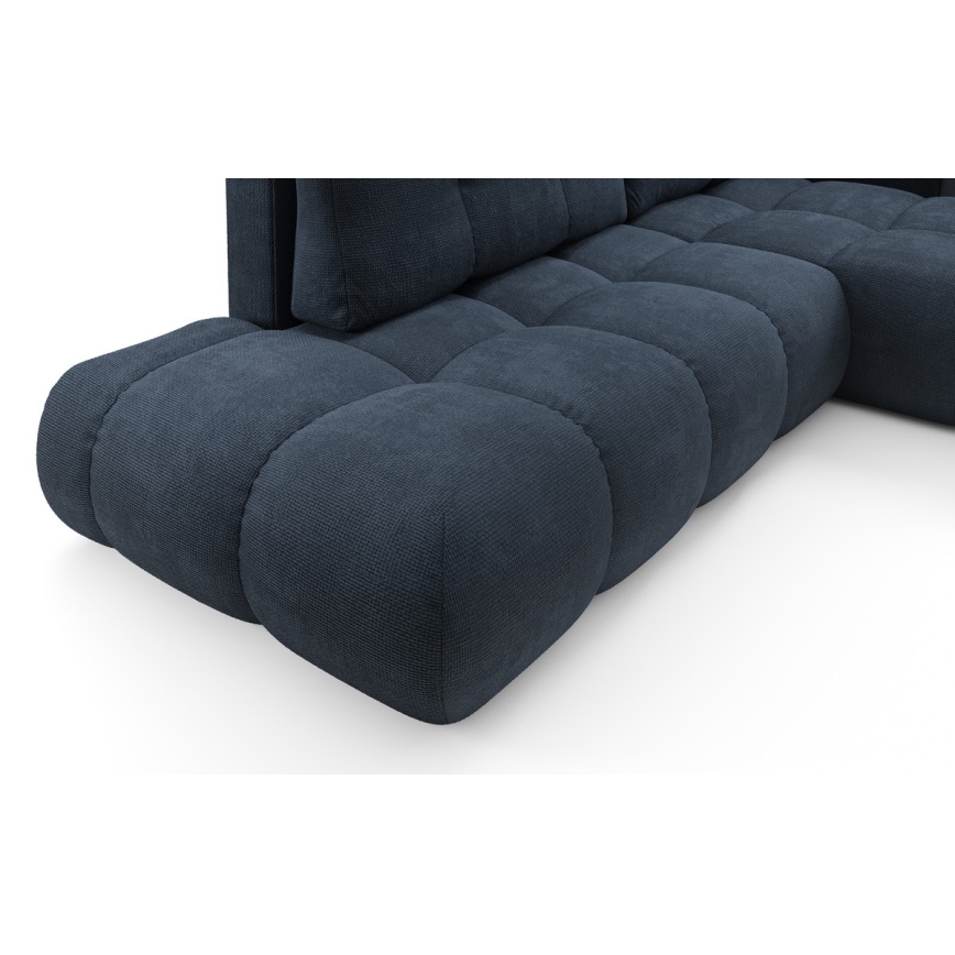 Divano letto angolare imbottito con contenitore a L ALMADA, angolo destro, blu