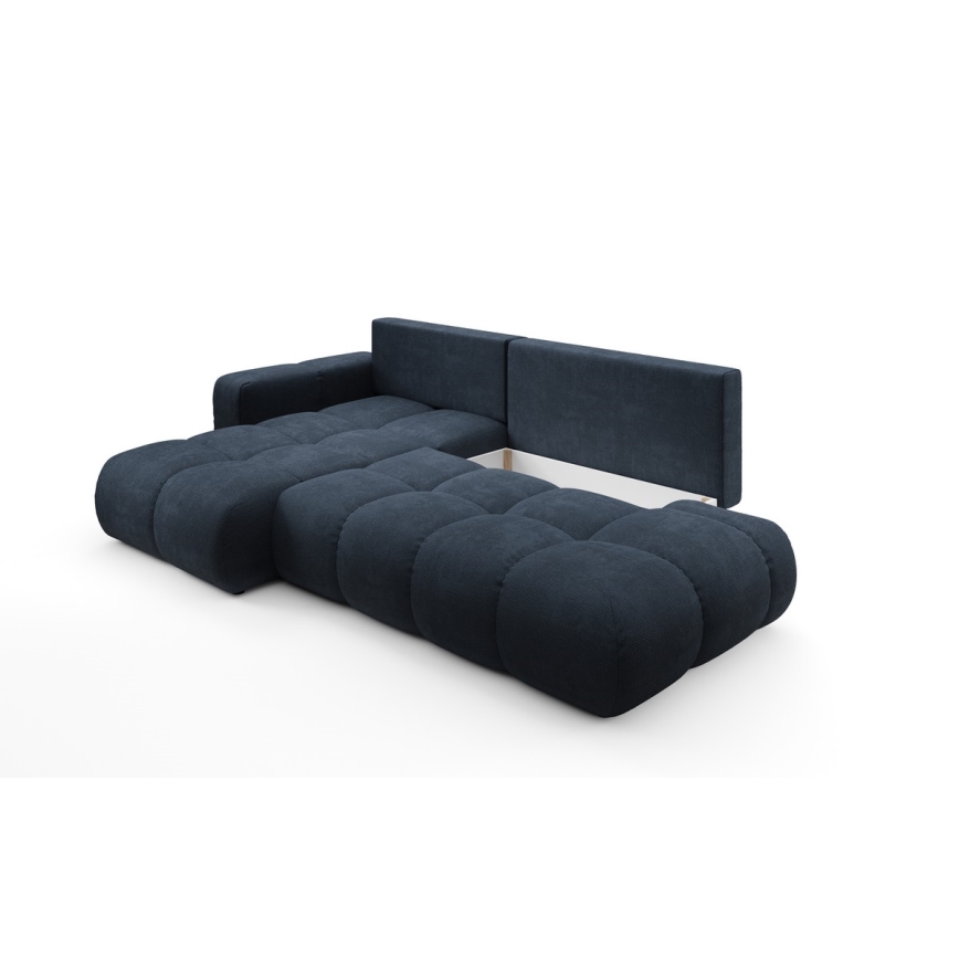 Divano angolare imbottito trasformabile in letto con contenitore a L ALMADA, lato sinistro, blu