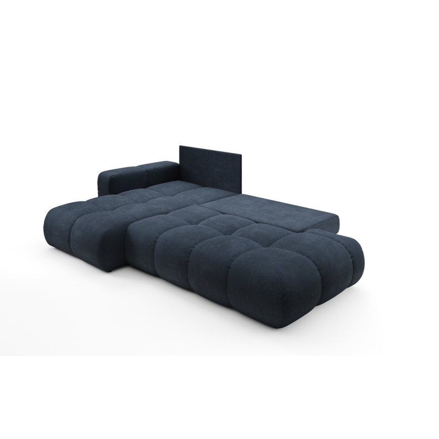 Divano angolare imbottito trasformabile in letto con contenitore a L ALMADA, lato sinistro, blu
