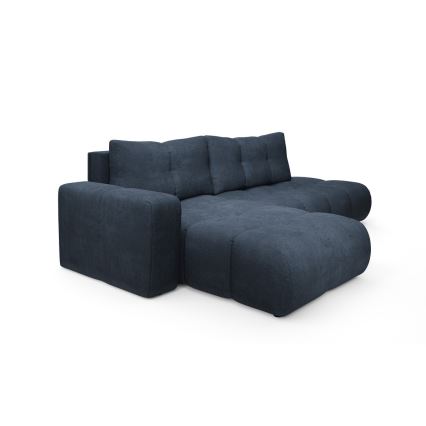 Divano angolare imbottito trasformabile in letto con contenitore a L ALMADA, lato sinistro, blu